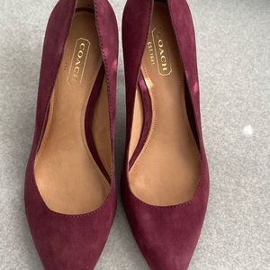 Coach suede heels. Color: Merlot. Size: 6. NEW. Never worn. Floor model.